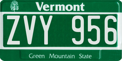 VT license plate ZVY956