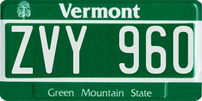 VT license plate ZVY960
