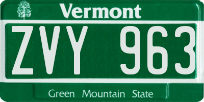 VT license plate ZVY963