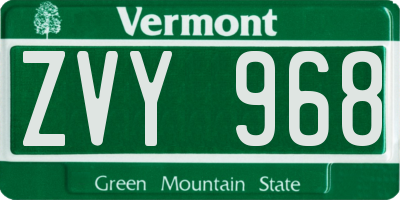 VT license plate ZVY968