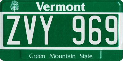 VT license plate ZVY969