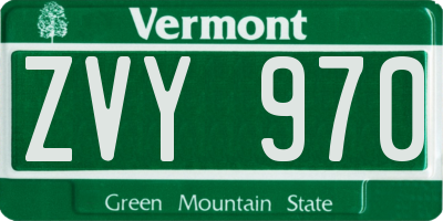 VT license plate ZVY970