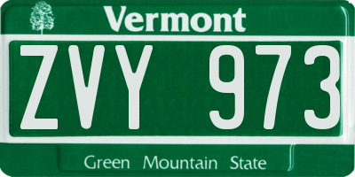VT license plate ZVY973