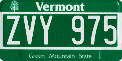 VT license plate ZVY975