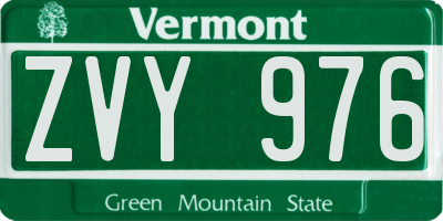 VT license plate ZVY976
