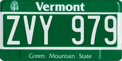 VT license plate ZVY979