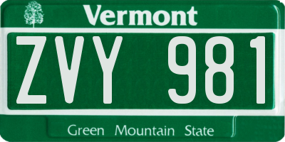 VT license plate ZVY981