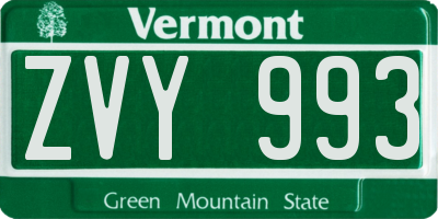 VT license plate ZVY993