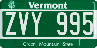 VT license plate ZVY995