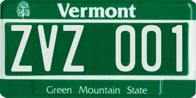VT license plate ZVZ001