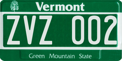 VT license plate ZVZ002