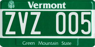 VT license plate ZVZ005