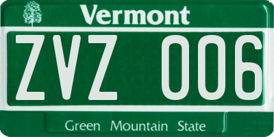 VT license plate ZVZ006