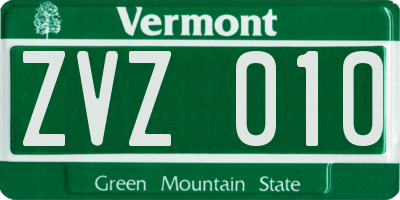 VT license plate ZVZ010