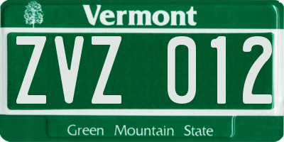 VT license plate ZVZ012