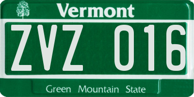 VT license plate ZVZ016