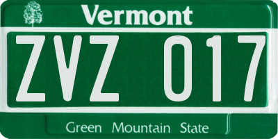 VT license plate ZVZ017