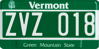 VT license plate ZVZ018