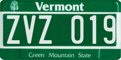 VT license plate ZVZ019