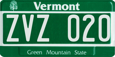 VT license plate ZVZ020