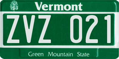 VT license plate ZVZ021