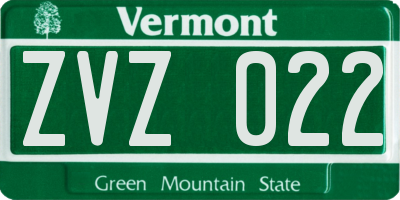 VT license plate ZVZ022