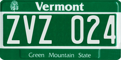 VT license plate ZVZ024