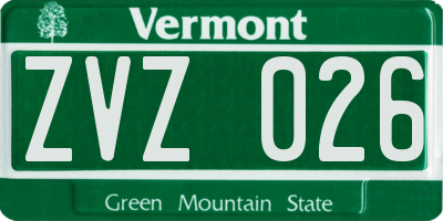 VT license plate ZVZ026