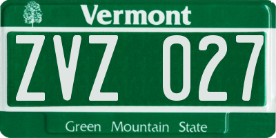 VT license plate ZVZ027