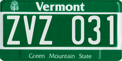 VT license plate ZVZ031