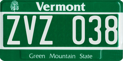 VT license plate ZVZ038