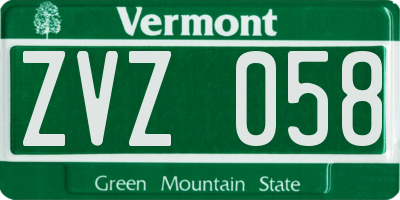 VT license plate ZVZ058