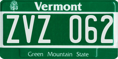 VT license plate ZVZ062