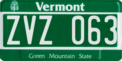 VT license plate ZVZ063