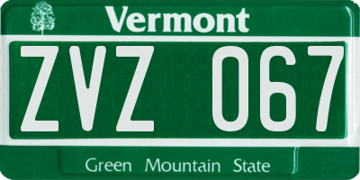 VT license plate ZVZ067