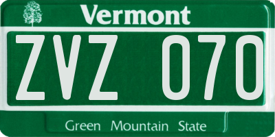 VT license plate ZVZ070