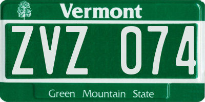 VT license plate ZVZ074