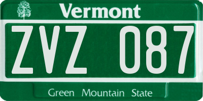 VT license plate ZVZ087
