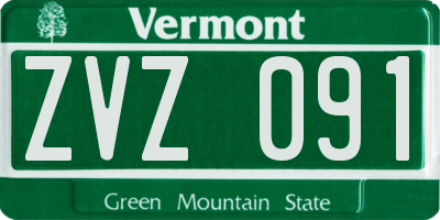 VT license plate ZVZ091