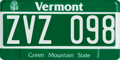 VT license plate ZVZ098