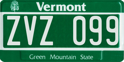 VT license plate ZVZ099