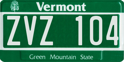 VT license plate ZVZ104