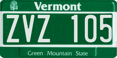 VT license plate ZVZ105
