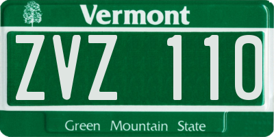 VT license plate ZVZ110