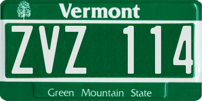 VT license plate ZVZ114
