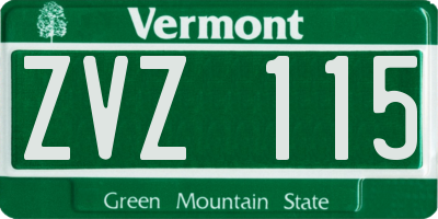 VT license plate ZVZ115