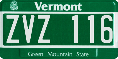 VT license plate ZVZ116