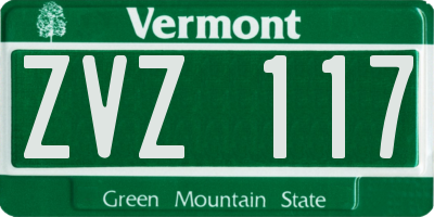 VT license plate ZVZ117