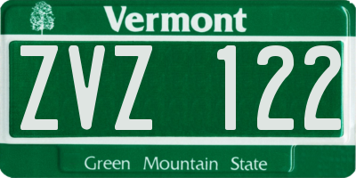VT license plate ZVZ122