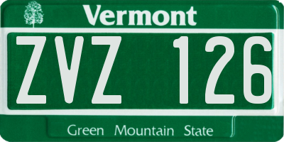 VT license plate ZVZ126
